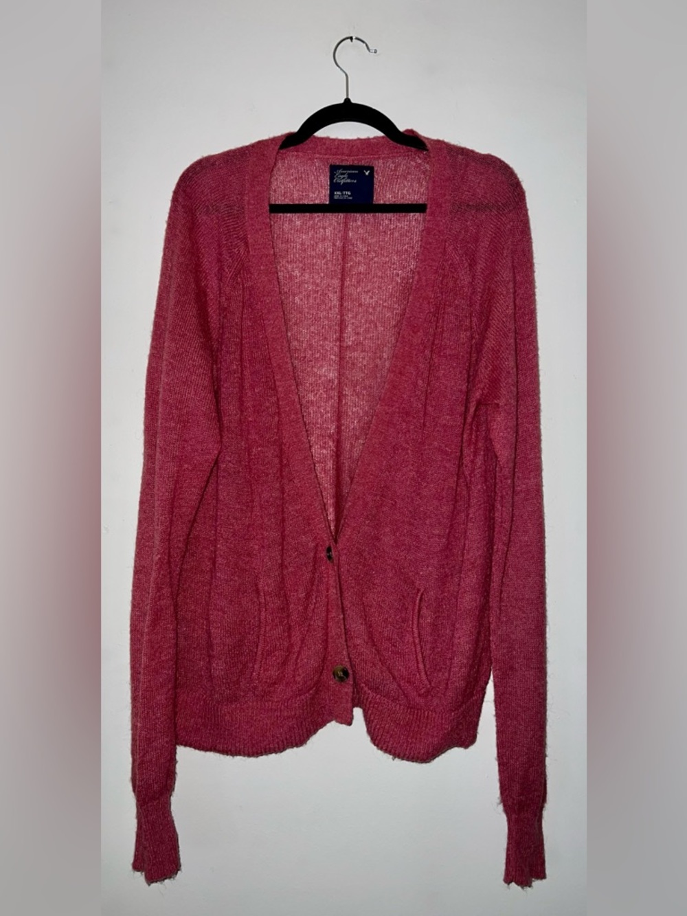 American Eagle Fuzzy Pink Cardigan